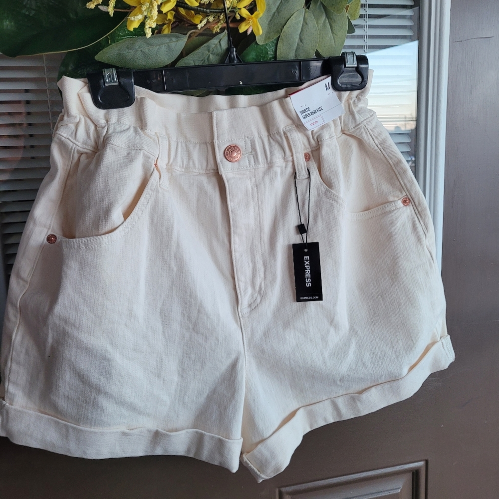 Express Paperbag  Stretch High Waist Shorts